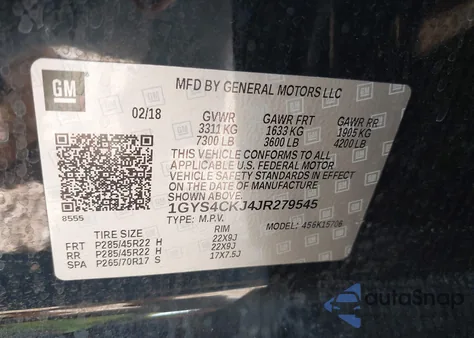 2018 Cadillac Escalade Premium Luxury из США, поврежденный, VIN 1GYS4CKJ4JR279545